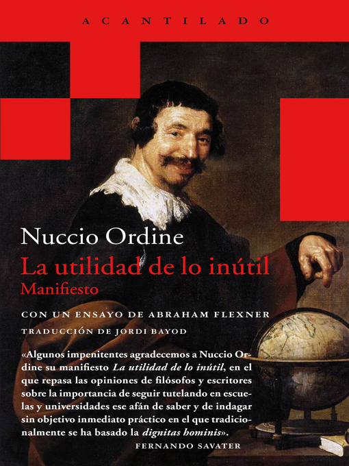 Detalles del título La utilidad de lo inútil de Nuccio Ordine - Disponible